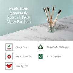 4 Pack Adult Bamboo Toothbrush - Medium Bristles