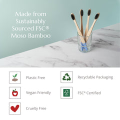 4 Pack Adult Bamboo Toothbrush - Firm Bristles