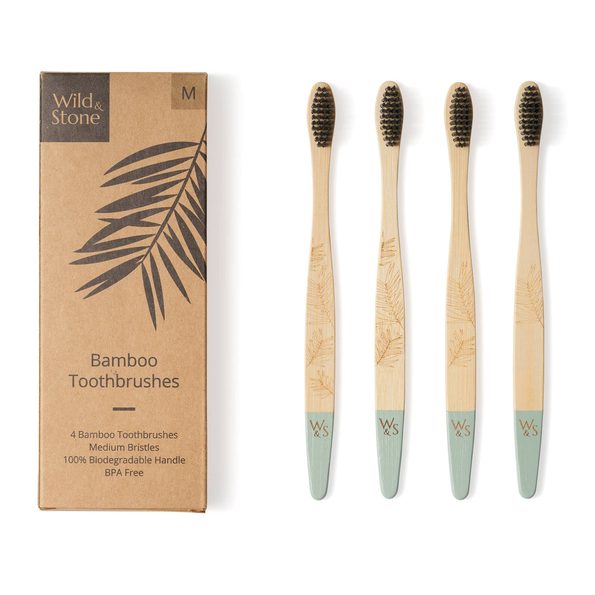 4 Pack Adult Bamboo Toothbrush - Medium Bristles