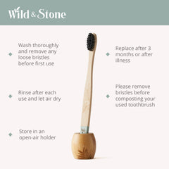 4 Pack Adult Bamboo Toothbrush - Medium Bristles