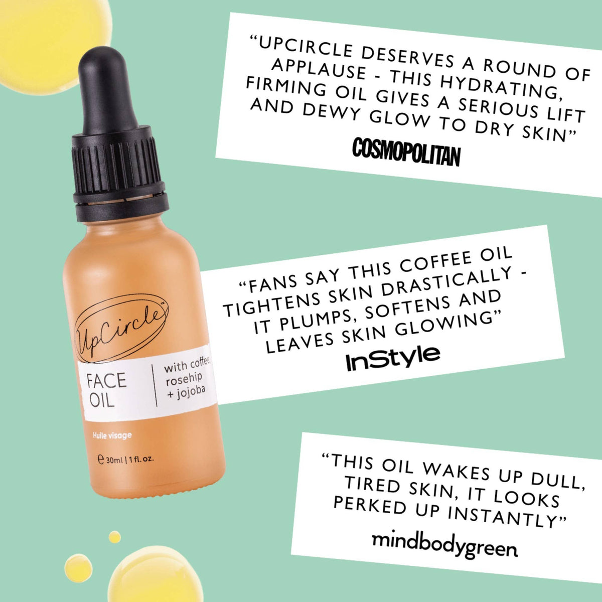 UpCirccel Face Oil With Coffee, Rosehip plus Jojoba