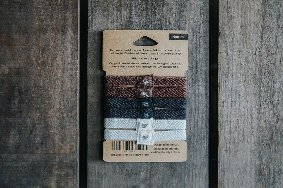 Hair Ties - Plastic Free - 6 Pack (Natural)